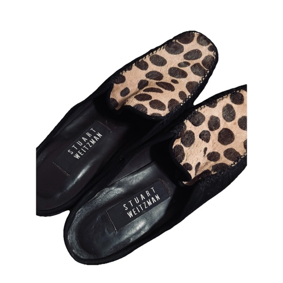 Stuart Weitzman Womens 8 1/2 B Calf Hair Leopard Print Loafers Old Money Preppy - Picture 1 of 11
